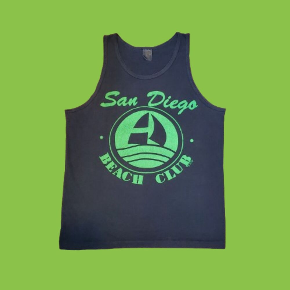 Vintage 80's San Diego Beach Club Black Muscle Tank